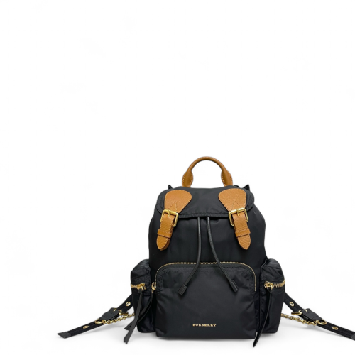 Burberry Medium Rucksack Backpack Nylon Calfskin Black Brown Burberry Medium Rucksack Backpack Nylon Calfskin Black Brown