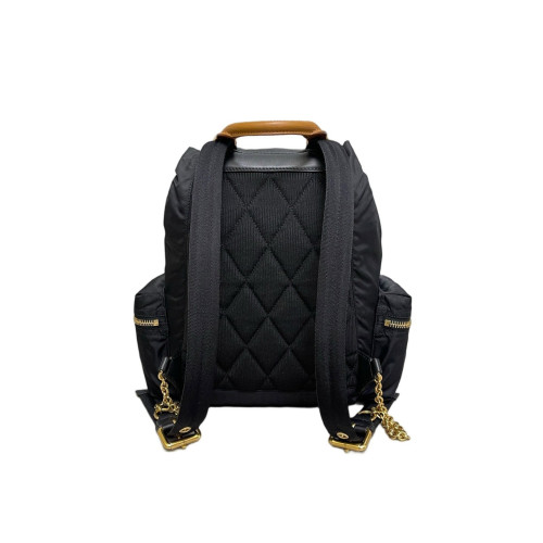 Burberry Medium Rucksack Backpack Nylon Calfskin Black Brown Burberry Medium Rucksack Backpack Nylon Calfskin Black Brown