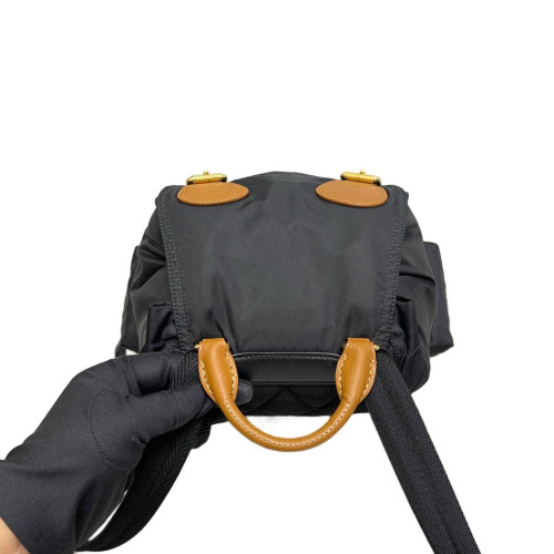 Burberry Medium Rucksack Backpack Nylon Calfskin Black Brown Burberry Medium Rucksack Backpack Nylon Calfskin Black Brown