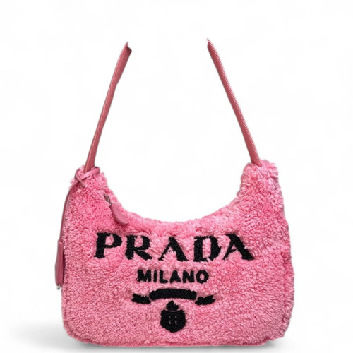 Prada Re-Edition 2005 Shoulder Bag Faux Fur Pink