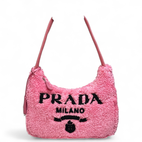 Prada Re-Edition 2005 Shoulder Bag Faux Fur Pink