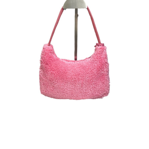 Prada Re-Edition 2005 Shoulder Bag Faux Fur Pink