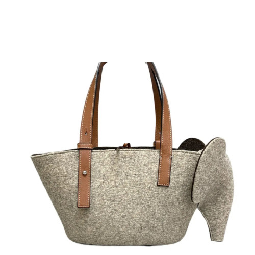 Loewe Elephant Tote Bag Felt Cloth Calfskin Grey Loewe Elephant Tote Bag Felt Cloth Calfskin Grey