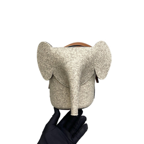 Loewe Elephant Tote Bag Felt Cloth Calfskin Grey Loewe Elephant Tote Bag Felt Cloth Calfskin Grey