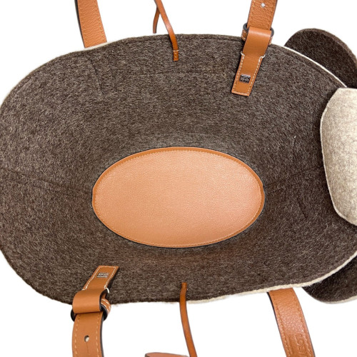 Loewe Elephant Tote Bag Felt Cloth Calfskin Grey Loewe Elephant Tote Bag Felt Cloth Calfskin Grey