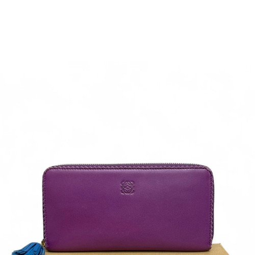 Loewe Continental Wallet Anagram Debossed Calfskin Purple