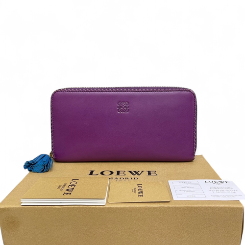 Loewe Continental Wallet Anagram Debossed Calfskin Purple