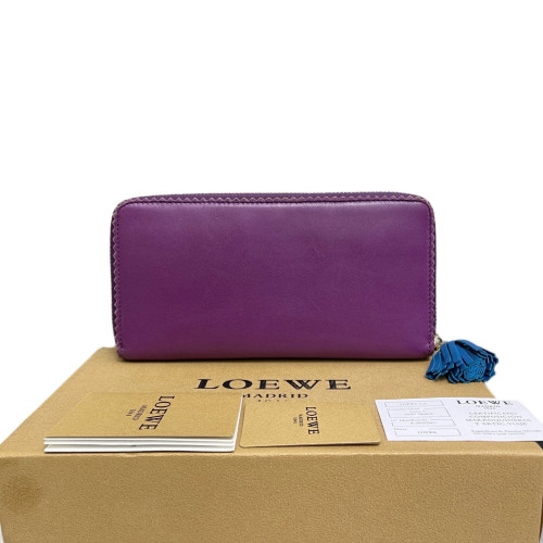 Loewe Continental Wallet Anagram Debossed Calfskin Purple