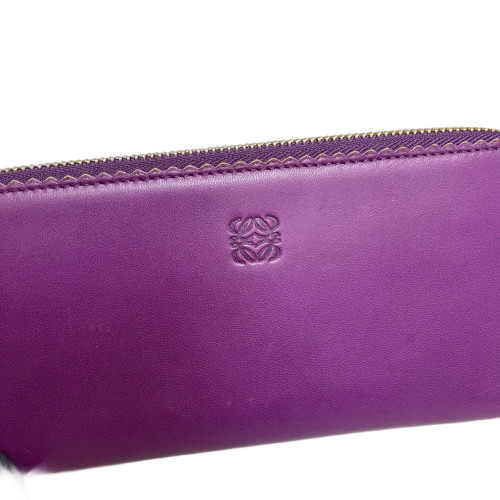 Loewe Continental Wallet Anagram Debossed Calfskin Purple