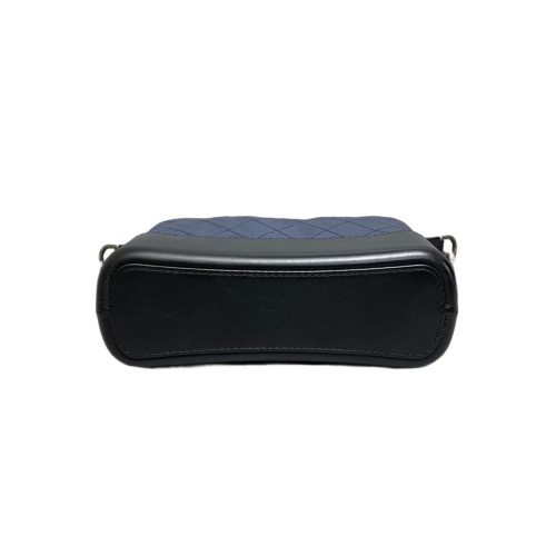 Chanel Quilted New Medium Gabrielle Hobo Aged Calfskin Blue Black