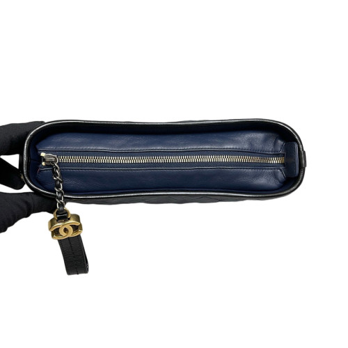Chanel Quilted New Medium Gabrielle Hobo Aged Calfskin Blue Black