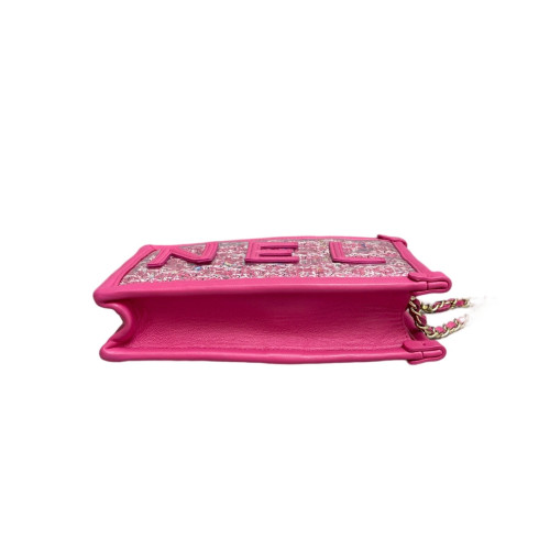 Chanel Phone Holder PVC Woolen Pink