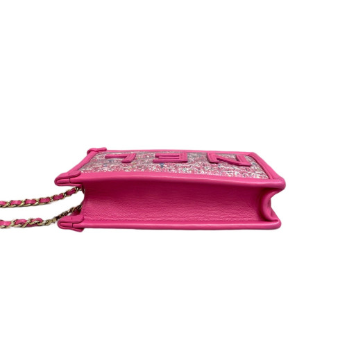 Chanel Phone Holder PVC Woolen Pink