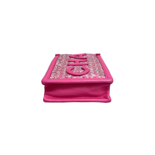 Chanel Phone Holder PVC Woolen Pink
