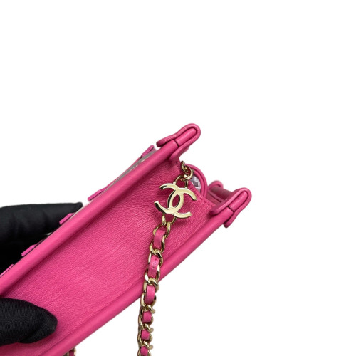 Chanel Phone Holder PVC Woolen Pink
