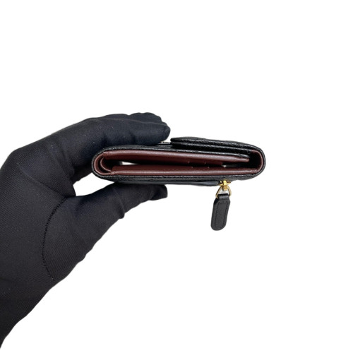 Chanel Quilted Compact Wallet Grained Calfskin Black
