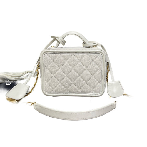 Chanel Quilted Small Vanity Case Grained Calfskin Ecru