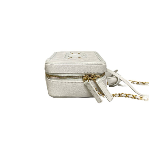Chanel Quilted Small Vanity Case Grained Calfskin Ecru