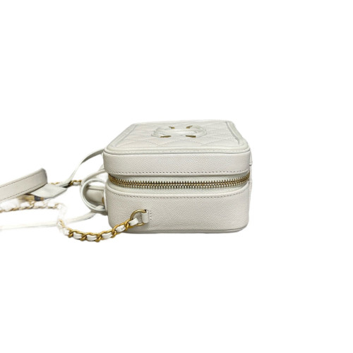 Chanel Quilted Small Vanity Case Grained Calfskin Ecru