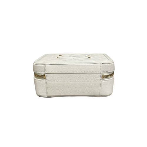 Chanel Quilted Small Vanity Case Grained Calfskin Ecru