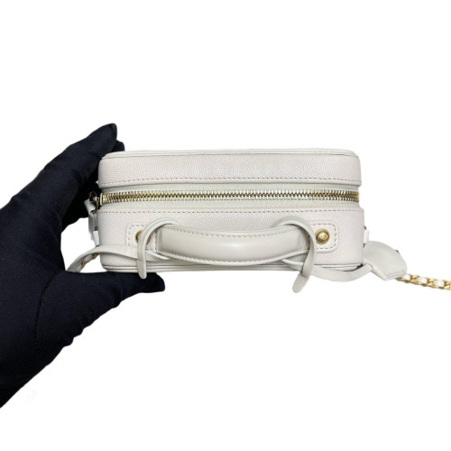 Chanel Quilted Small Vanity Case Grained Calfskin Ecru