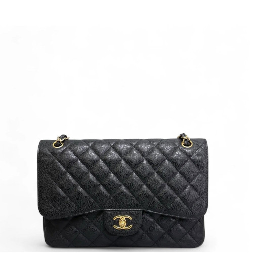 Chanel Quilted Jumbo Double Flap Grained Calfskin Black
