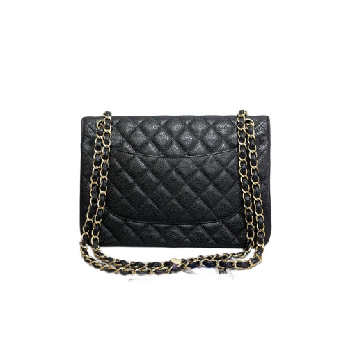 Chanel Quilted Jumbo Double Flap Grained Calfskin Black
