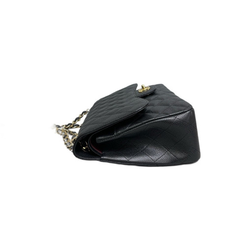 Chanel Quilted Jumbo Double Flap Grained Calfskin Black