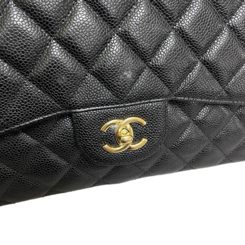 Chanel Quilted Jumbo Double Flap Grained Calfskin Black