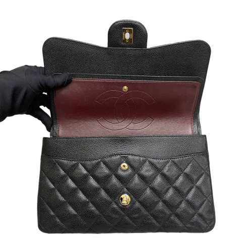 Chanel Quilted Jumbo Double Flap Grained Calfskin Black