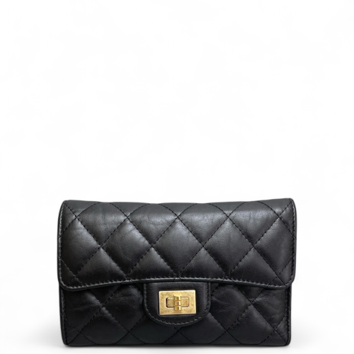 Chanel Quilted 2.55 Compact Wallet Calfskin Black Chanel Quilted 2.55 Compact Wallet Calfskin Black