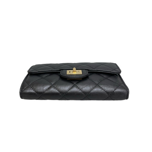 Chanel Quilted 2.55 Compact Wallet Calfskin Black Chanel Quilted 2.55 Compact Wallet Calfskin Black