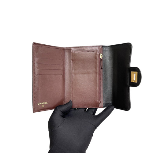 Chanel Quilted 2.55 Compact Wallet Calfskin Black Chanel Quilted 2.55 Compact Wallet Calfskin Black