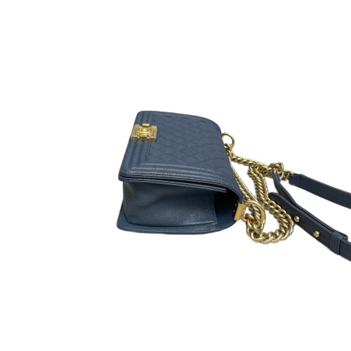 Chanel Quilted Medium Boy Flap Grained Calfskin Dusty Blue