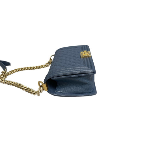 Chanel Quilted Medium Boy Flap Grained Calfskin Dusty Blue
