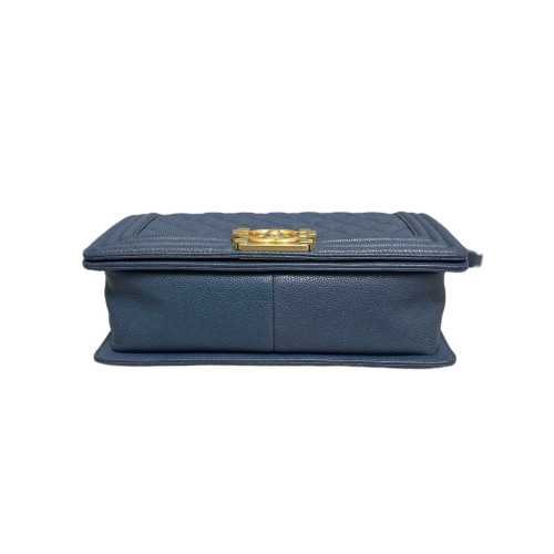 Chanel Quilted Medium Boy Flap Grained Calfskin Dusty Blue
