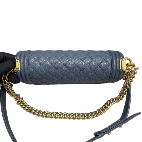 Chanel Quilted Medium Boy Flap Grained Calfskin Dusty Blue