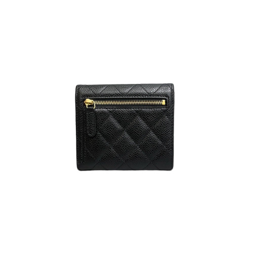 Chanel Compact Wallet Grained Calfskin Black Chanel Compact Wallet Grained Calfskin Black