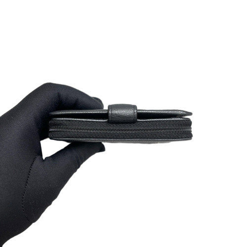 Chanel Camellia Compact Wallet Cowhide Dark Grey