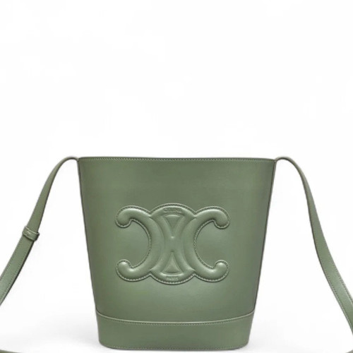 Celine Triomphe Bucket Bag Small Calfskin Green Celine Triomphe Bucket Bag Small Calfskin Green