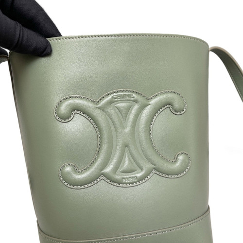 Celine Triomphe Bucket Bag Small Calfskin Green Celine Triomphe Bucket Bag Small Calfskin Green
