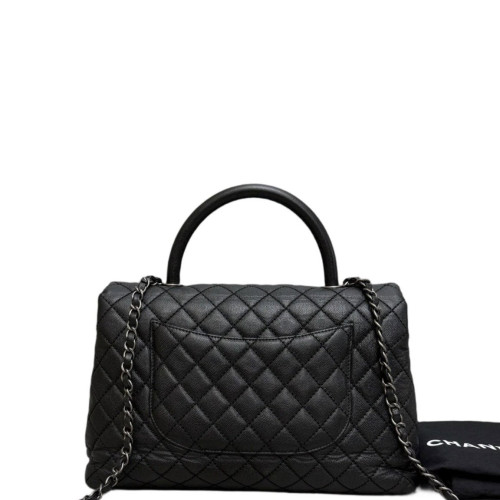 Chanel Quilted Large Coco Handle Grained Calfskin Black Chanel Quilted Large Coco Handle Grained Calfskin Black
