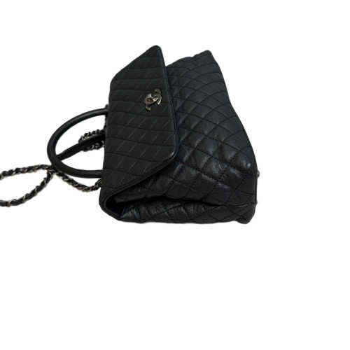 Chanel Quilted Large Coco Handle Grained Calfskin Black Chanel Quilted Large Coco Handle Grained Calfskin Black