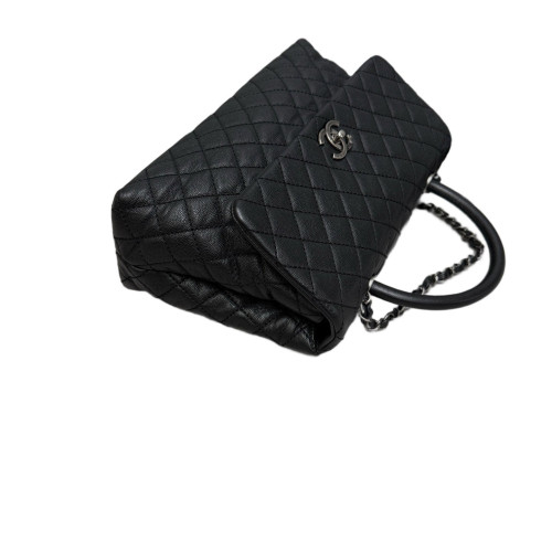 Chanel Quilted Large Coco Handle Grained Calfskin Black Chanel Quilted Large Coco Handle Grained Calfskin Black