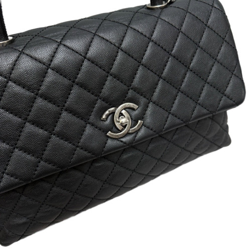 Chanel Quilted Large Coco Handle Grained Calfskin Black Chanel Quilted Large Coco Handle Grained Calfskin Black