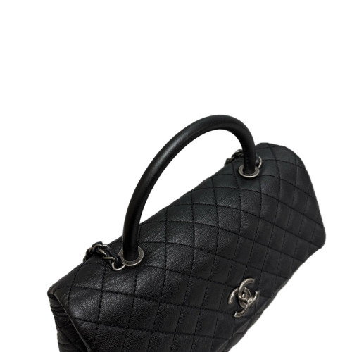 Chanel Quilted Large Coco Handle Grained Calfskin Black Chanel Quilted Large Coco Handle Grained Calfskin Black