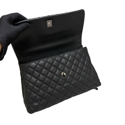 Chanel Quilted Large Coco Handle Grained Calfskin Black Chanel Quilted Large Coco Handle Grained Calfskin Black
