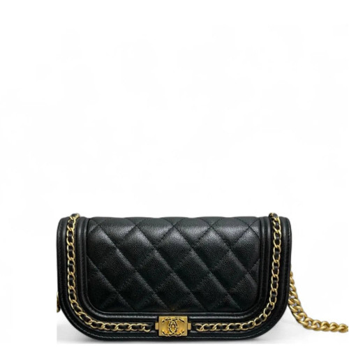 Chanel Quilted Flap Bag Grained Calfskin Black