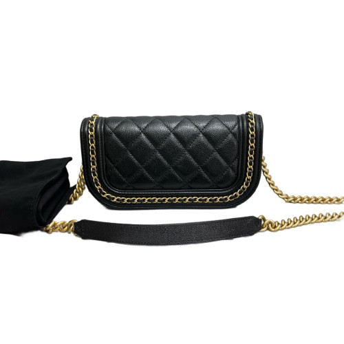 Chanel Quilted Flap Bag Grained Calfskin Black