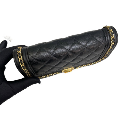Chanel Quilted Flap Bag Grained Calfskin Black